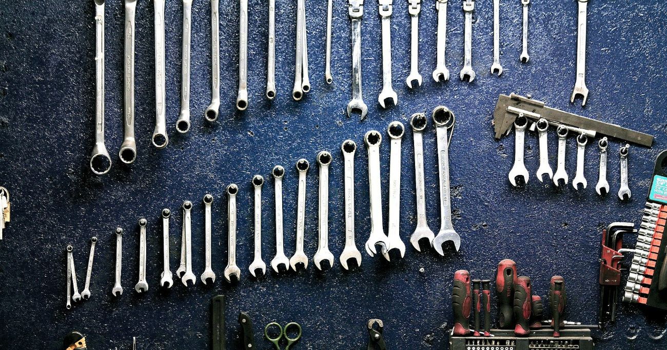 wrench sets on a blue table